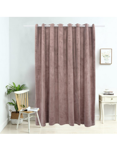Tenda Oscurante Anelli in Metallo Velluto Rosa Antico 290x245cm