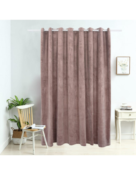 Tenda Oscurante Anelli in Metallo Velluto Rosa Antico 290x245cm
