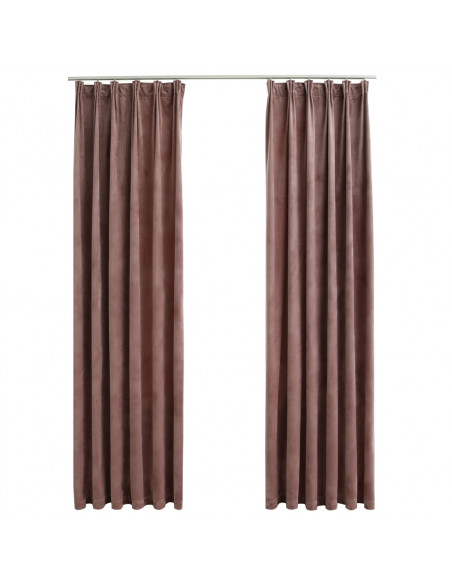 Tende Oscuranti con Ganci 2 pz Rosa Antico in Velluto 140x175cm