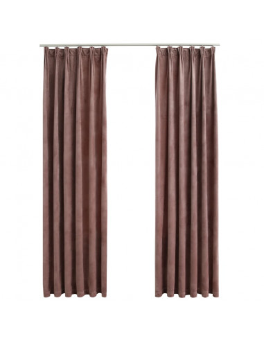Tende Oscuranti con Ganci 2 pz Rosa Antico in Velluto 140x225cm