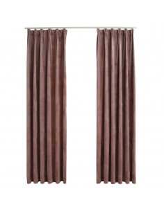 Tende Oscuranti con Ganci 2 pz Rosa Antico in Velluto 140x245cm