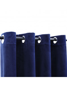 Tende Oscuranti con Anelli 2 pz Blu Scuro in Velluto 140x175 cm 2
