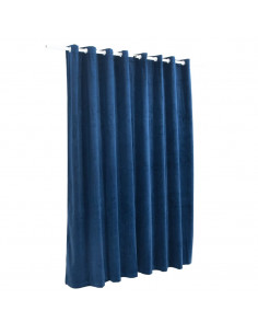 Tenda Oscurante Anelli in Metallo Velluto Blu Scuro 290x245 cm 2