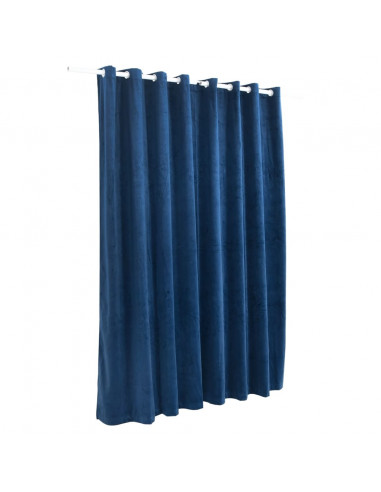 Tenda Oscurante Anelli in Metallo Velluto Blu Scuro 290x245 cm