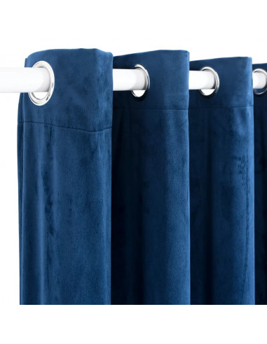 Tenda Oscurante Anelli in Metallo Velluto Blu Scuro 290x245 cm