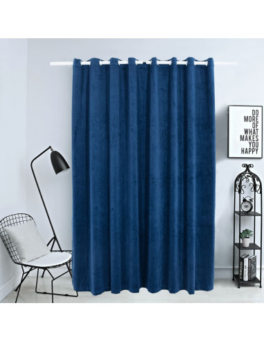 Tenda Oscurante Anelli in Metallo Velluto Blu Scuro 290x245 cm
