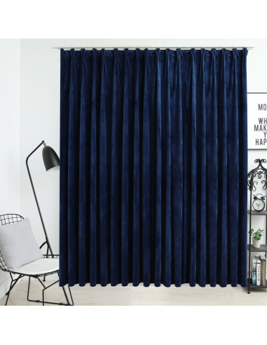 Tenda Oscurante con Ganci Velluto Blu Scuro 290x245 cm
