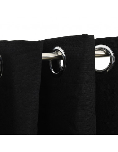 Tende Oscuranti Effetto Lino con Occhielli 2 pz 140x175 cm Nere
