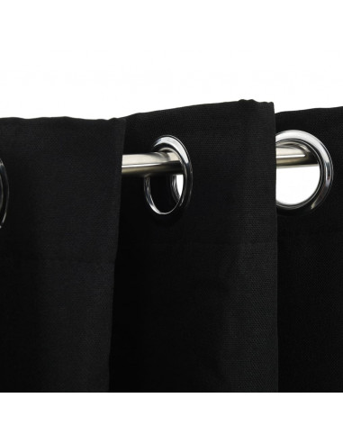 Tende Oscuranti Effetto Lino con Occhielli 2pz 140x225cm Nere