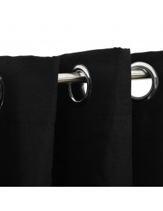 Tenda Oscurante Effetto Lino con Occhielli 290x245 cm Nera 2