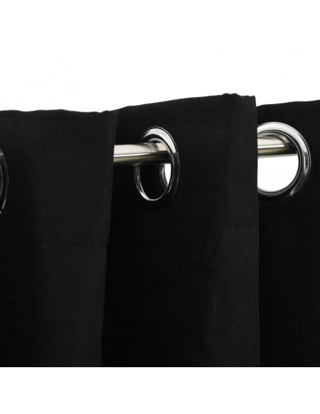 Tenda Oscurante Effetto Lino con Occhielli 290x245 cm Nera