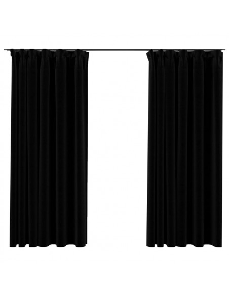 Tende Oscuranti con Ganci Effetto Lino 2 pz Nere 140x175 cm