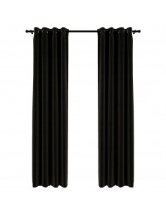 Tende Oscuranti Effetto Lino 2 pz Antracite 140x245 cm