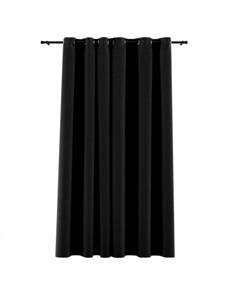 Tende Oscuranti Effetto Lino Occhielli Antracite 290x245cm
