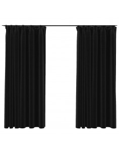 Tende Oscuranti con Ganci Effetto Lino 2 pz Antracite 140x175cm