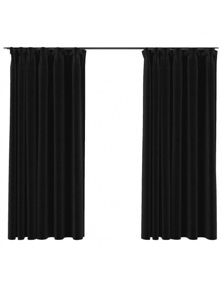 Tende Oscuranti con Ganci Effetto Lino 2 pz Antracite 140x175cm
