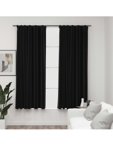 Tende Oscuranti con Ganci Effetto Lino 2 pz Antracite 140x175cm