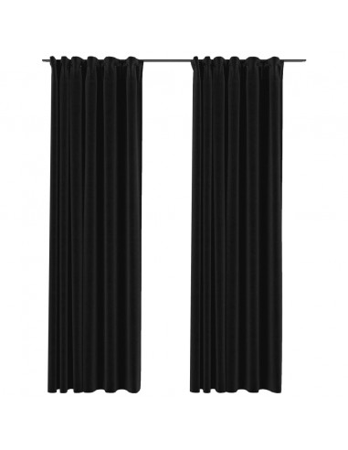 Tende Oscuranti con Ganci Effetto Lino 2 pz Antracite 140x225cm