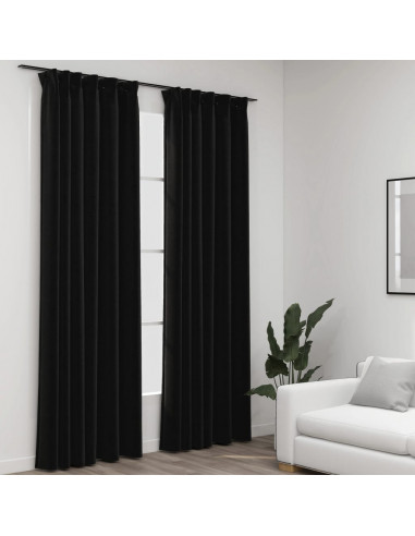 Tende Oscuranti con Ganci Effetto Lino 2 pz Antracite 140x225cm