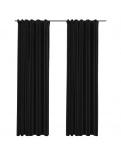 Tende Oscuranti con Ganci Effetto Lino 2 pz Antracite 140x245cm