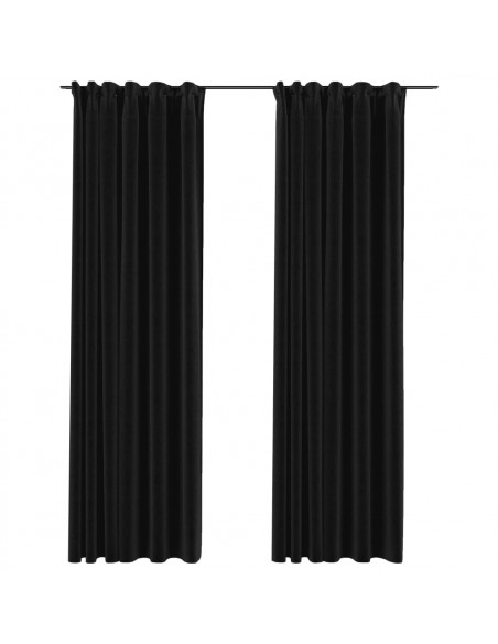 Tende Oscuranti con Ganci Effetto Lino 2 pz Antracite 140x245cm
