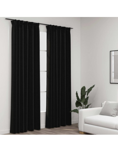 Tende Oscuranti con Ganci Effetto Lino 2 pz Antracite 140x245cm