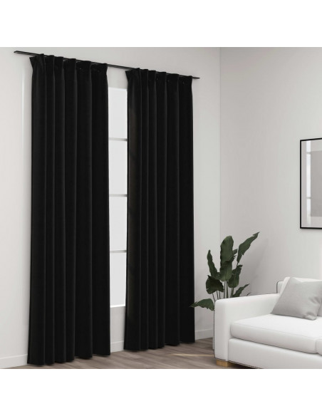 Tende Oscuranti con Ganci Effetto Lino 2 pz Antracite 140x245cm
