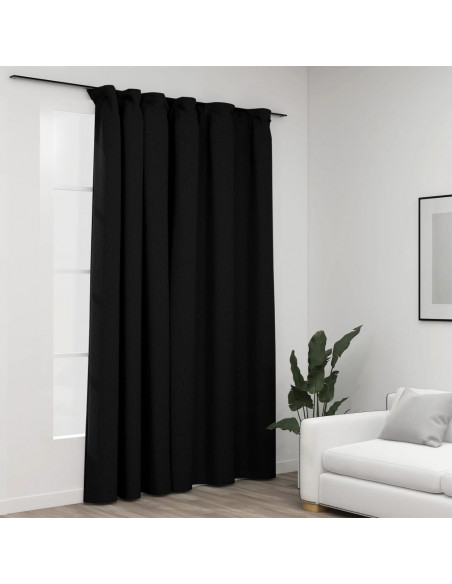 Tenda Oscurante Effetto Lino con Ganci Antracite 290x245 cm