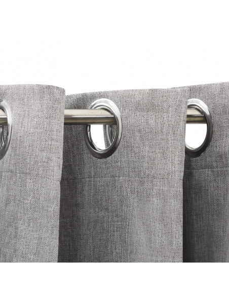 Tende Oscuranti Effetto Lino con Occhielli 2pz 140x225cm Grigio