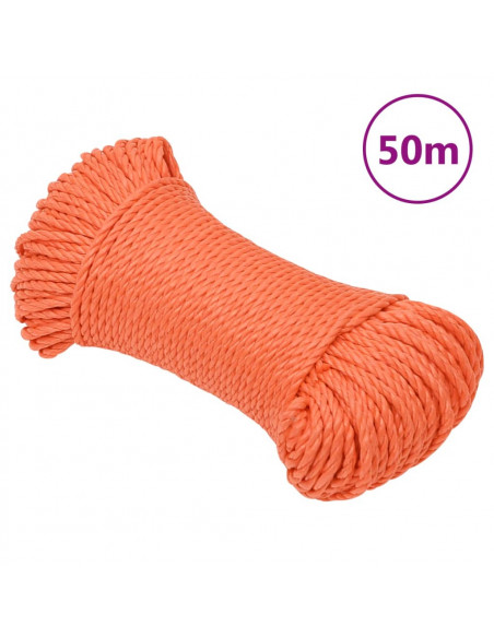 Corda da Lavoro Arancione 8 mm 50 m in Polipropilene