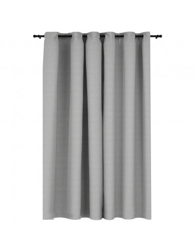 Tenda Oscurante Effetto Lino con Occhielli Grigio 290x245 cm