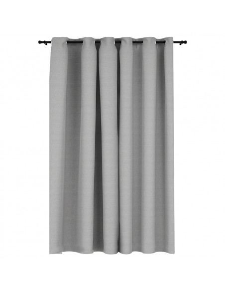 Tenda Oscurante Effetto Lino con Occhielli Grigio 290x245 cm