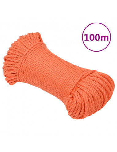 Corda da Lavoro Arancione 8 mm 100 m in Polipropilene