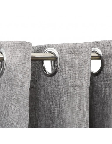 Tenda Oscurante Effetto Lino con Occhielli Grigio 290x245 cm