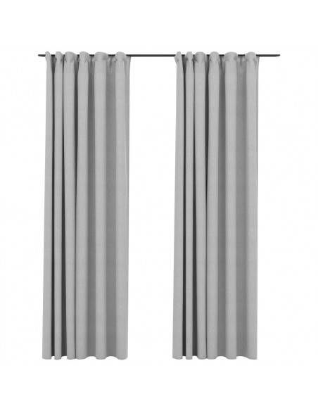 Tende Oscuranti con Ganci Effetto Lino 2 pz Grigie 140x245 cm