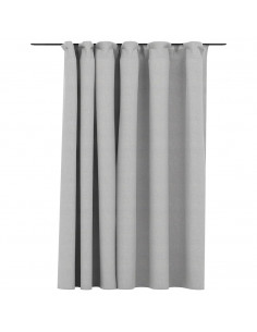 Tenda Oscurante Effetto Lino con Ganci Grigie 290x245 cm