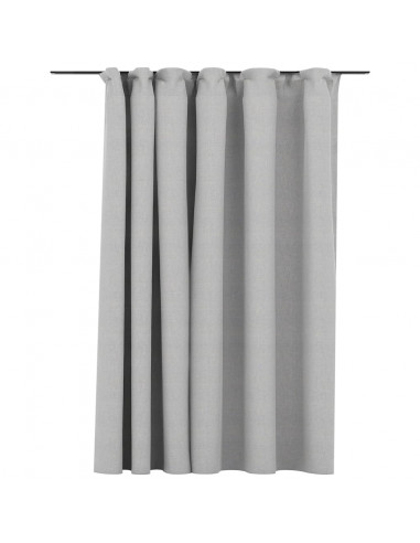Tenda Oscurante Effetto Lino con Ganci Grigie 290x245 cm