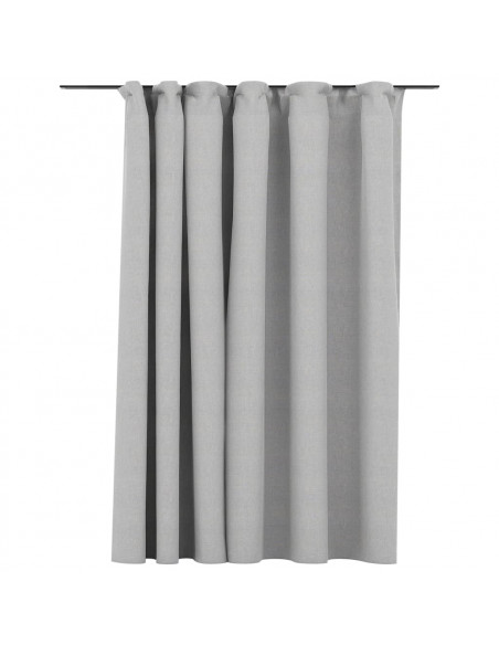 Tenda Oscurante Effetto Lino con Ganci Grigie 290x245 cm
