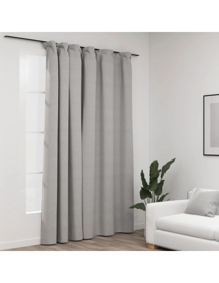 Tenda Oscurante Effetto Lino con Ganci Grigie 290x245 cm
