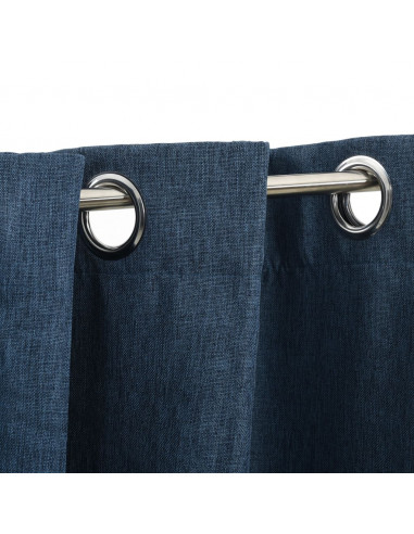 Tende Oscuranti Effetto Lino con Occhielli 2 pz Blu 140x225 cm