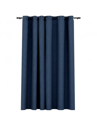 Tenda Oscurante Effetto Lino con Occhielli Blue 290x245cm