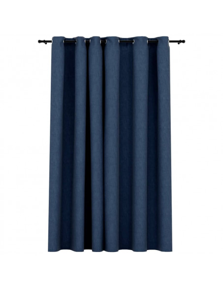 Tenda Oscurante Effetto Lino con Occhielli Blue 290x245cm