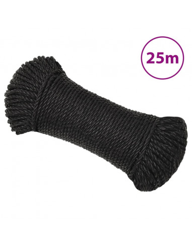 Corda da Lavoro Nera 6 mm 25 m in Polipropilene