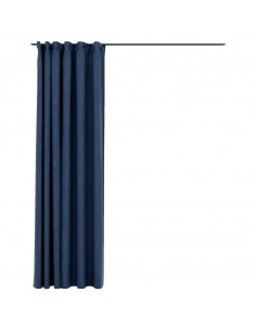 Tende Oscuranti con Ganci Effetto Lino Blu 290x245 cm