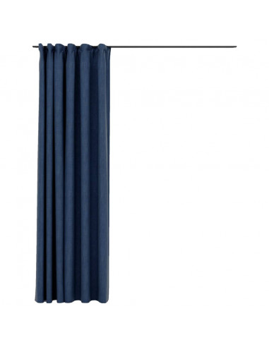 Tende Oscuranti con Ganci Effetto Lino Blu 290x245 cm