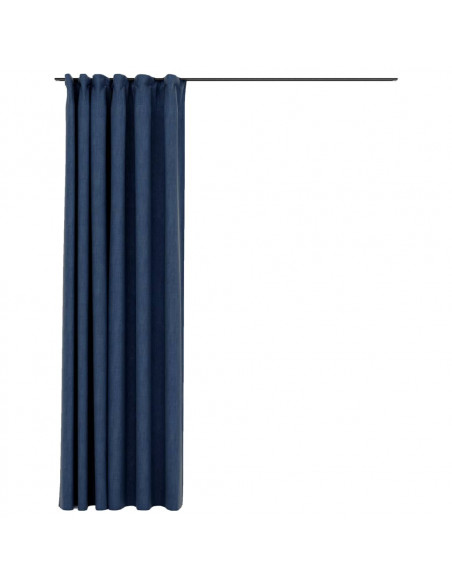 Tende Oscuranti con Ganci Effetto Lino Blu 290x245 cm