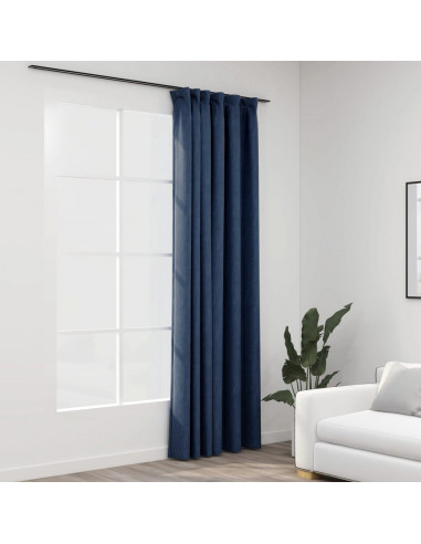 Tende Oscuranti con Ganci Effetto Lino Blu 290x245 cm