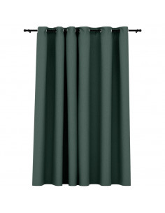 Tenda Oscurante Effetto Lino con Occhielli Verde 290x245 cm
