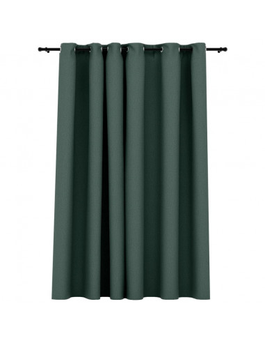Tenda Oscurante Effetto Lino con Occhielli Verde 290x245 cm