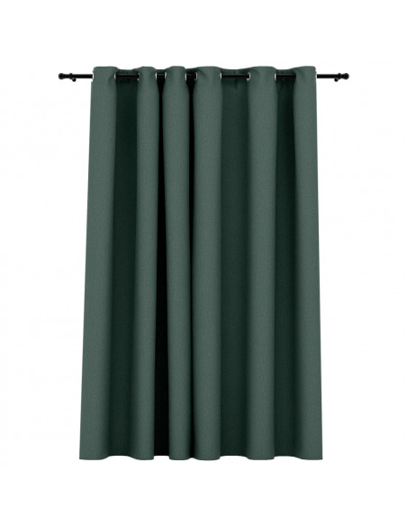 Tenda Oscurante Effetto Lino con Occhielli Verde 290x245 cm